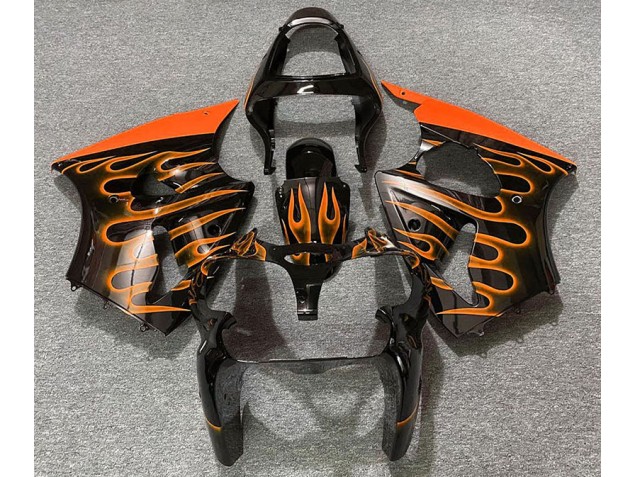 00-02 Noir Brillant & Orange Flamme ZX6R Carénage