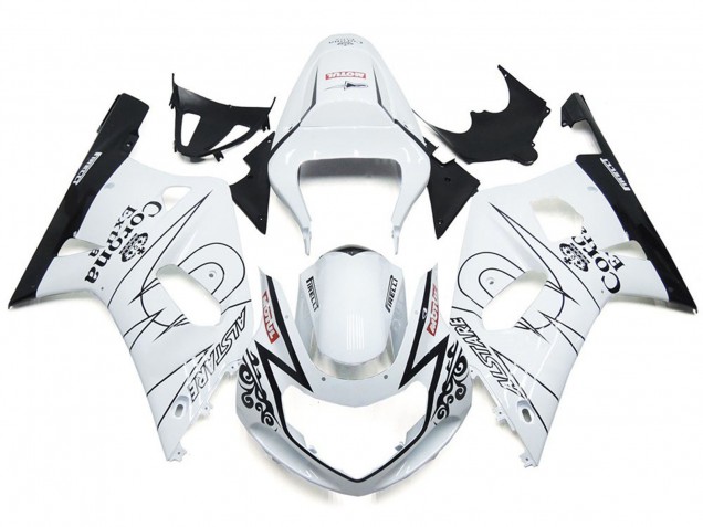 01-03 Blanc Brillant Corona & Noir GSXR 600-750 Carénage 01-03 Blanc Brillant Corona & Noir GSXR 600-750 Carénage