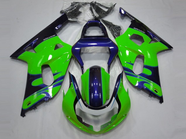 01-03 Vert Brillant & Bleu GSXR 600-750 Carénage