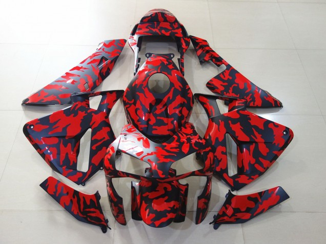 03-04 Noir Mat & Rouge Camo CBR600RR Carénage 03-04 Noir Mat & Rouge Camo CBR600RR Carénage