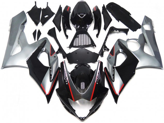 05-06 Noir & Argent Brillant Avec Rouge GSXR 1000 Carénage 05-06 Noir & Argent Brillant Avec Rouge GSXR 1000 Carénage