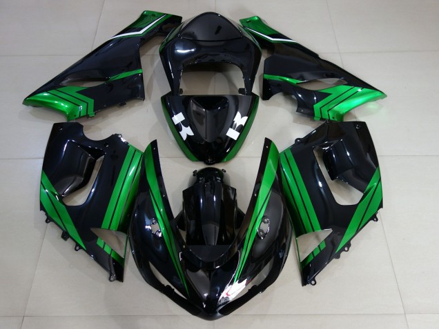 05-06 Noir Brillant & Vert Électrique ZX6R Carénage 05-06 Noir Brillant & Vert Électrique ZX6R Carénage