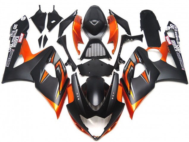 05-06 Noir Mat & Brillant Personnalisé & Orange GSXR 1000 Carénage