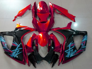 06-07 Rouge Brillant & Noir GSXR 600-750 Carénage