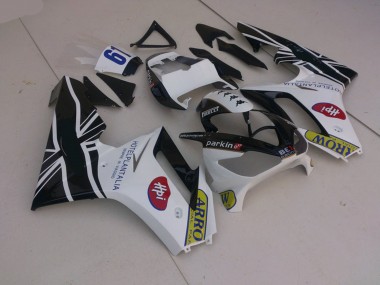 06-08 Blanc & Noir Avec Drapeau Daytona 675 Carénage