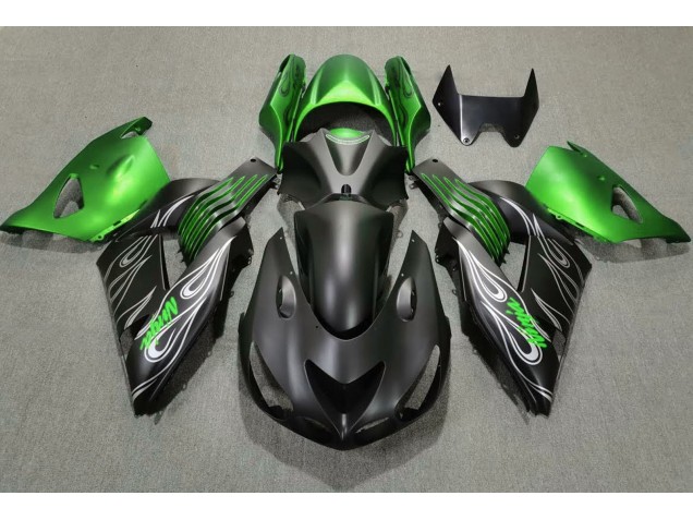 06-11 Noir Mat & Vert ZX14R Carénage 06-11 Noir Mat & Vert ZX14R Carénage