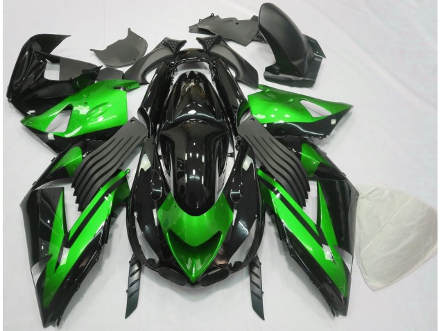 06-11 Vert Brillant & Noir Uni ZX14R Carénage 06-11 Vert Brillant & Noir Uni ZX14R Carénage