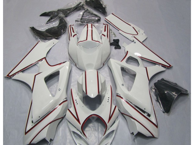 07-08 Blanc Avec Rayures Rouges GSXR 1000 Carénage