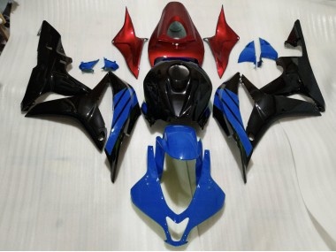 07-08 Noir Brillant & Accents Bleus & Rouges CBR600RR Carénage