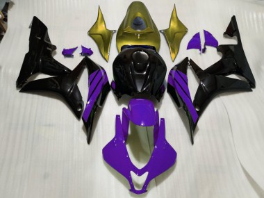 07-08 Noir Brillant Accents Violets & Dorés CBR600RR Carénage