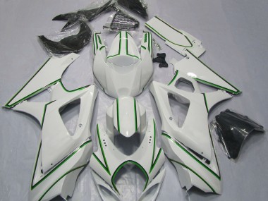07-08 Rayure Épingle Verte Blanc Brillant GSXR 1000 Carénage