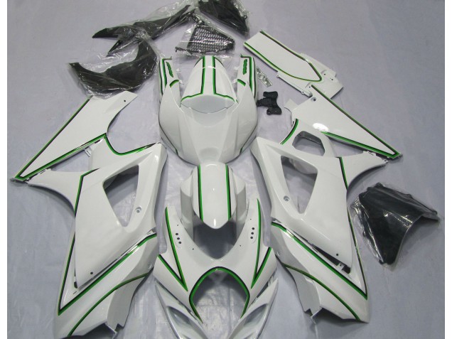 07-08 Rayure Épingle Verte Blanc Brillant GSXR 1000 Carénage
