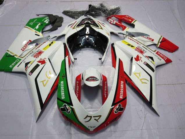 07-14 77 Blanc Rouge Vert Ducati 848 1098 1198 Carénage 07-14 77 Blanc Rouge Vert Ducati 848 1098 1198 Carénage