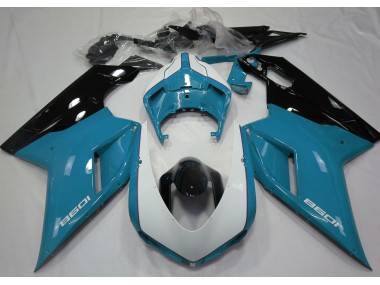 07-14 Bleu Clair Brillant & Blanc Ducati 848 1098 1198 Carénage