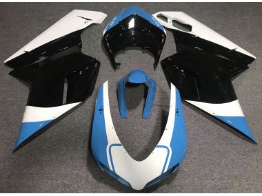 07-14 Bleu Clair Brillant Blanc & Noir Ducati 848 1098 1198 Carénage