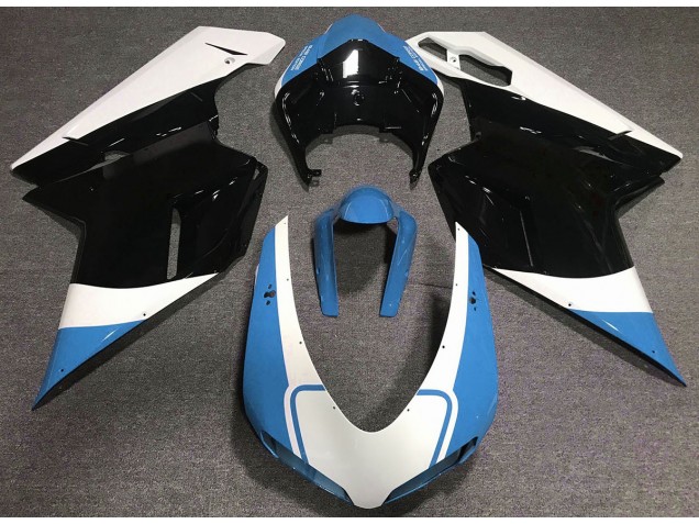 07-14 Bleu Clair Brillant Blanc & Noir Ducati 848 1098 1198 Carénage 07-14 Bleu Clair Brillant Blanc & Noir Ducati 848 1098 1198 Carénage