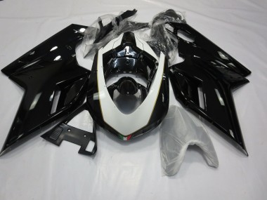 07-14 Noir & Blanc Brillant Ducati 848 1098 1198 Carénage