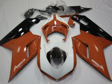 07-14 Orange Brillant & Blanc Ducati 848 1098 1198 Carénage