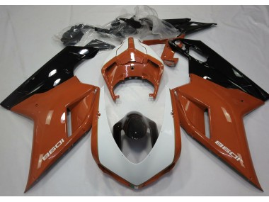 07-14 Orange Brillant & Blanc Ducati 848 1098 1198 Carénage