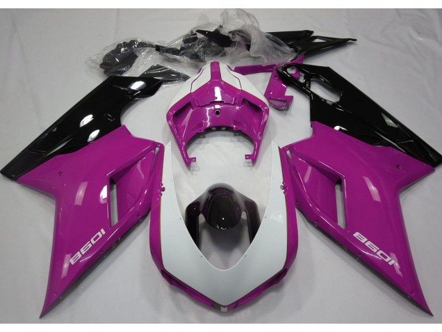 07-14 Rose Brillant & Blanc Ducati 848 1098 1198 Carénage