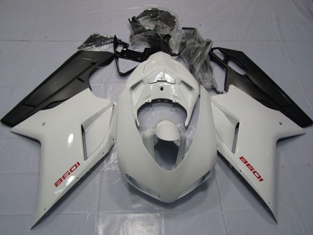 07-14 Rouge Blanc & Noir Mat Ducati 848 1098 1198 Carénage