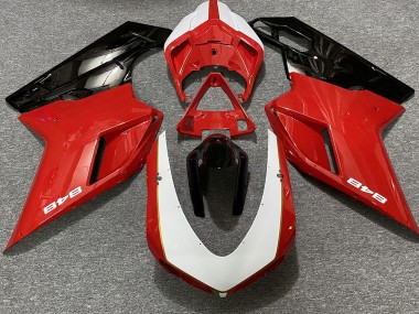 07-14 Rouge Brillant & Blanc (Autocollant 848) Ducati 848 1098 1198 Carénage
