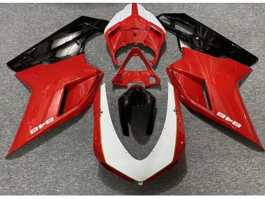 07-14 Rouge Brillant & Blanc (Autocollant 848) Ducati 848 1098 1198 Carénage