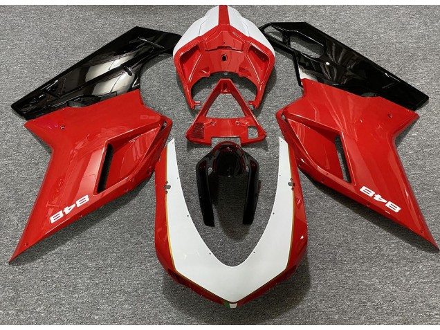07-14 Rouge Brillant & Blanc (Autocollant 848) Ducati 848 1098 1198 Carénage