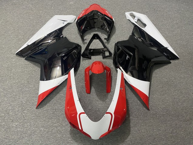 07-14 Rouge Brillant Blanc & Noir Ducati 848 1098 1198 Carénage