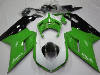 07-14 Vert Brillant & Blanc Ducati 848 1098 1198 Carénage