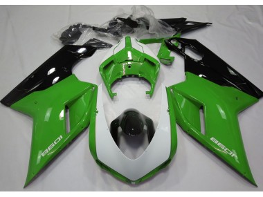 07-14 Vert Brillant & Blanc Ducati 848 1098 1198 Carénage