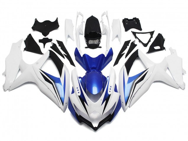08-10 Blanc Brillant Avec Argent & Bleu GSXR 600-750 Carénage 08-10 Blanc Brillant Avec Argent & Bleu GSXR 600-750 Carénage