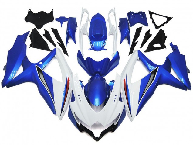 08-10 Blanc Brillant Brillant Avec Argent & Bleu GSXR 600-750 Carénage