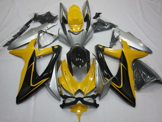 08-10 Jaune Noir & Argent GSXR 600-750 Carénage 08-10 Jaune Noir & Argent GSXR 600-750 Carénage