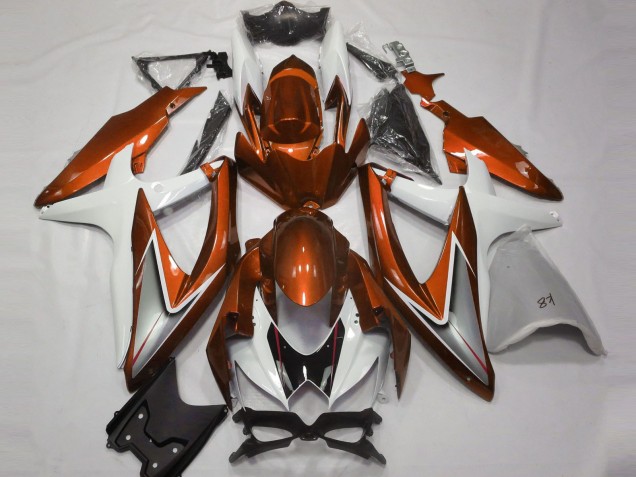 08-10 Orange Brillant & Blanc GSXR 600-750 Carénage