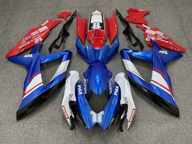 08-10 Style Personnalisé Brillant Rouge Bleu & Blanc GSXR 600-750 Carénage