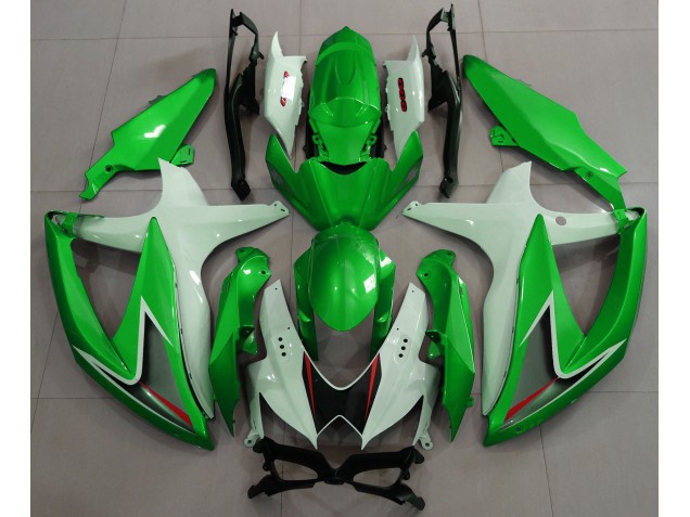 08-10 Vert Brillant & Blanc GSXR 600-750 Carénage