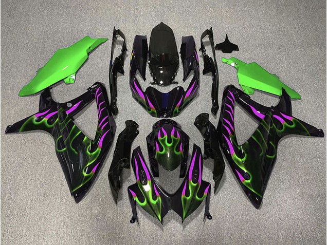 08-10 Vert & Magenta Flamme GSXR 600-750 Carénage