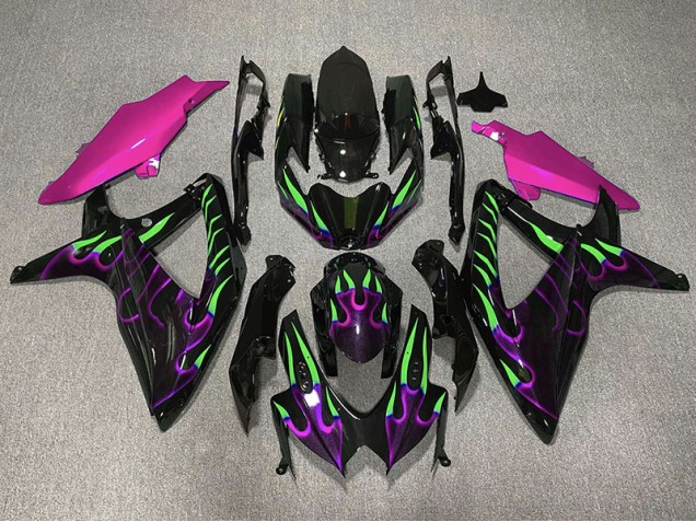 08-10 Violet & Vert Flamme GSXR 600-750 Carénage