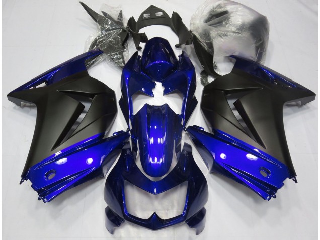 08-12 Bleu & Noir Mat Ninja 250 Carénage