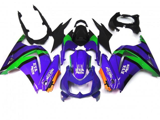08-12 Violet Vert & Noir Ninja 250 Carénage