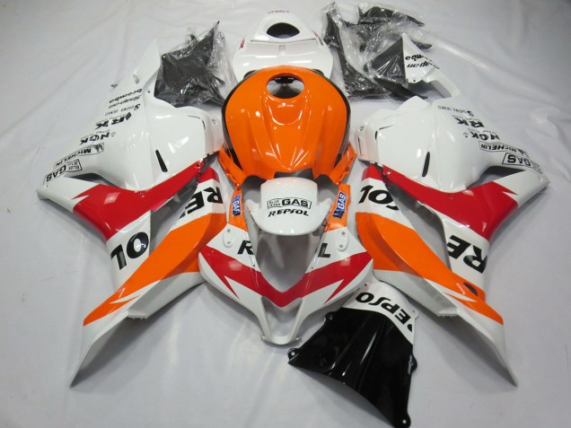 09-12 Blanc Rouge & Orange Repsol CBR600RR Carénage