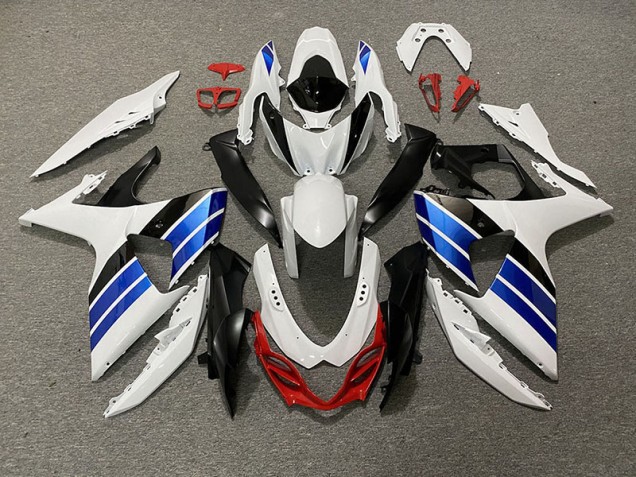 09-16 Blanc Brillant Bleu Noir & Rouge GSXR 1000 Carénage 09-16 Blanc Brillant Bleu Noir & Rouge GSXR 1000 Carénage