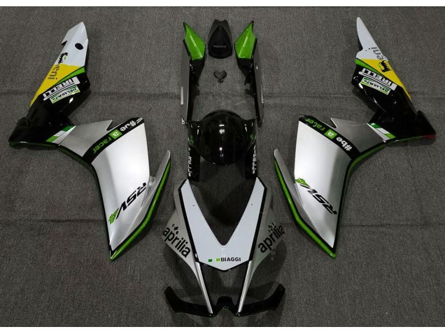 10-15 Argent Pirelli & Vert RSV4 1000 Carénage 10-15 Argent Pirelli & Vert RSV4 1000 Carénage