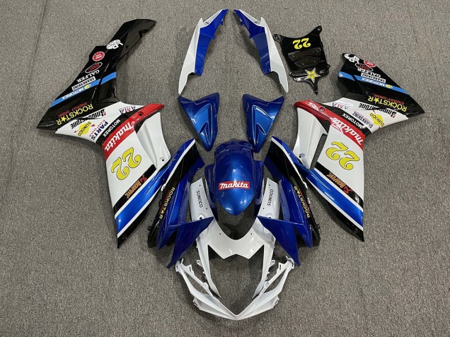 11-24 22 Rockstar Blanc & Bleu GSXR 600-750 Carénage