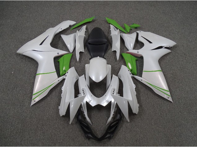 11-24 Blanc Nacré & Vert GSXR 600-750 Carénage 11-24 Blanc Nacré & Vert GSXR 600-750 Carénage