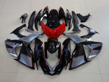 11-24 Gris Brillant / Noir Avec Rouge GSXR 600-750 Carénage