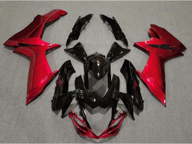 11-24 Noir Brillant & Rouge Lave GSXR 600-750 Carénage 11-24 Noir Brillant & Rouge Lave GSXR 600-750 Carénage