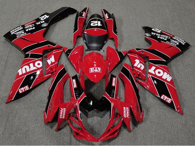 11-24 Rouge Brillant & Noir Motul GSXR 600-750 Carénage 11-24 Rouge Brillant & Noir Motul GSXR 600-750 Carénage