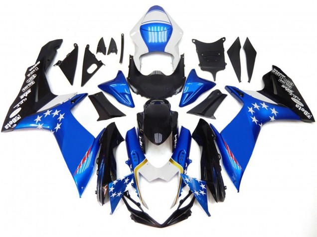 11-24 Style Bleu Avec Des Étoiles Rouges GSXR 600-750 Carénage